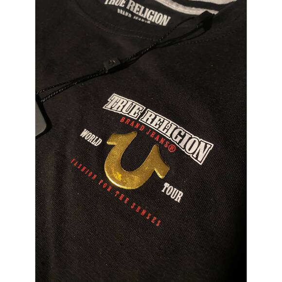 True Religion Black T Shirt Toddler Kids Size M( 5-6) Embossed Bold Graphic NWT - Picture 3 of 6